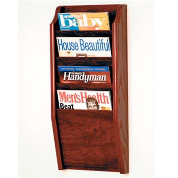 Wooden Mallet Cascade 4 Pocket Magazine Rack in Mahogany WO599422